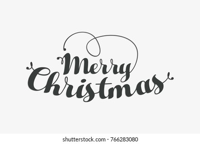 Creative black Merry Christmas calligraphy lettering. Merry Christmas text Calligraphic