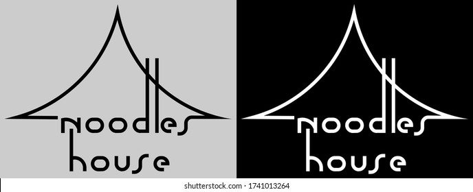 creative black minimal logo of asian cuisine noodle house