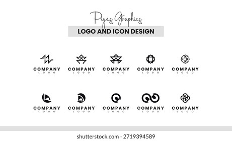 Pack de iconos de logotipo minimalista negro creativo
