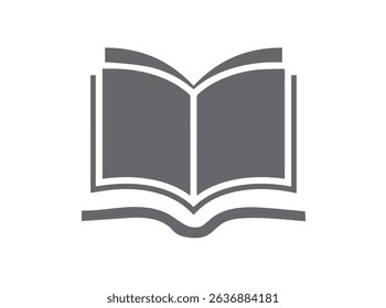 Creative black open book logo vector design illustration  Library logotype. Paper book, isolated on white background