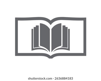 Creative black open book logo vector design illustration  Library logotype. Paper book, isolated on white background