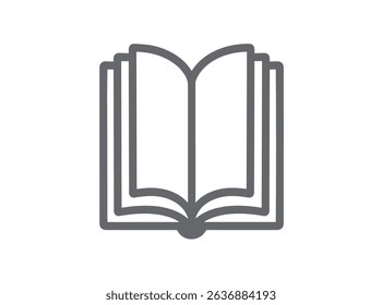 Creative black open book logo vector design illustration  Library logotype. Paper book, isolated on white background