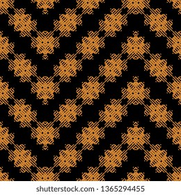 Creative black orange Art Deco Seamless Ethnic Vintage Pattern Ready For Print