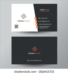 Plantilla de diseño de tarjetas de visita en negro y naranja creativo	