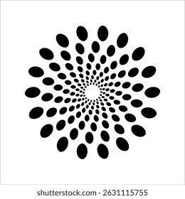 A creative black petal swirl logo with a sense of motion and balance. Great for floral, yoga, or wellness brands.
