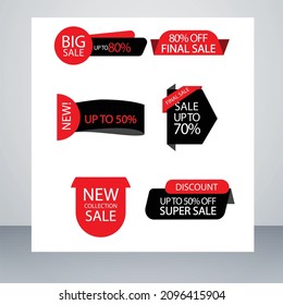 Creative black and red colour offer tag vector design