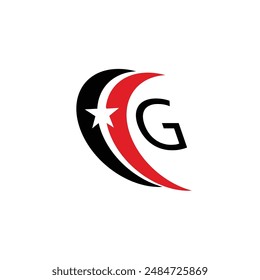 logo creativo en negro y rojo, logo de star sep con letra.
