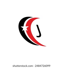 creative black and red logo, star sep logo with letter.