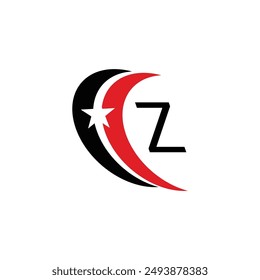 Kreatives schwarzes und rotes Logo, Stern SEP Logo mit Buchstabe.