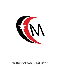Kreatives schwarzes und rotes Logo, Stern SEP Logo mit Buchstabe.
