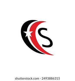 creative black and red logo, star sep logo with letter.