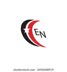 Logotipo creativo negro y rojo, logotipo de la estrella del paso con la letra.