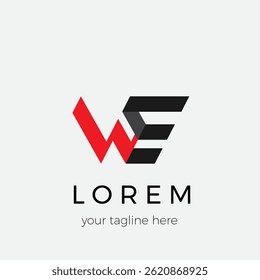 Creative Black and Red WE Letter Logo Design White Background Template Icon