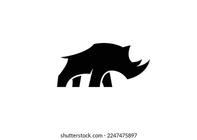 creative black rhinoceros logo design vector symbol illustration	
