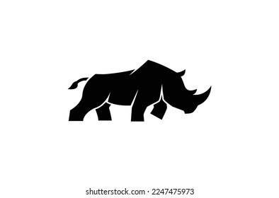 creative black rhinoceros logo design vector symbol illustration