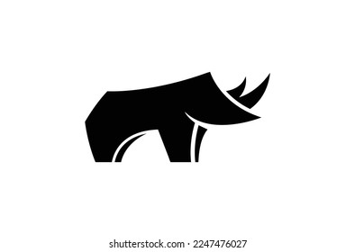 creative black rhinoceros logo design vector symbol illustration	
