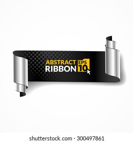 Creative black ribbon on light background. Realistic black ribbon.