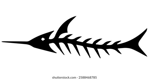 Creative black silhouette of a fish skeleton showcasing unique design elements