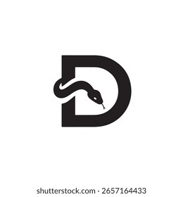 Serpiente negra creativa envuelta alrededor del diseño del logotipo de la letra D para su negocio