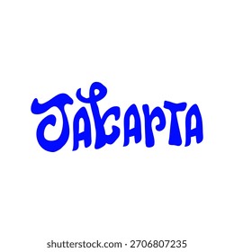 Creative black typography displaying the word 'Jakarta' in a bold, dynamic style, representing the city's cultural vibrancy.