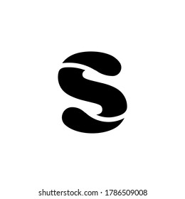 Creative Black vector logo letter s of twisted Ribbon for Title, Header, mobile apps. flat rounded. Modern design.