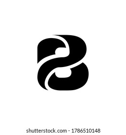 Creative Black vector logo letter b of twisted Ribbon for Title, Header, mobile apps. flat rounded. Modern design.