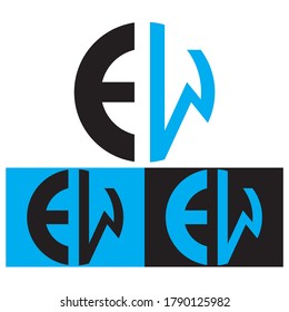 Creative Black vector logo letter EW
WE of circle monograms for Title, Header, mobile apps. flat rounded. Modern design