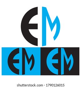 Creative Black vector logo letter EM
ME of circle monograms for Title, Header, mobile apps. flat rounded. Modern design