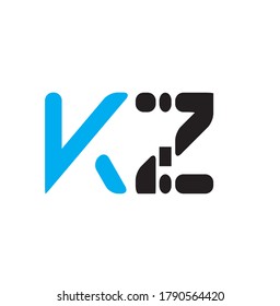 Creative Black vector logo letter KZ ZK of circle monograms for Title, Header, mobile apps. flat rounded,rectangle Fonts. Modern design