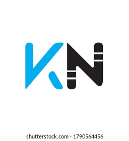 Creative Black vector logo letter KN NK of circle monograms for Title, Header, mobile apps. flat rounded,rectangle Fonts. Modern design
