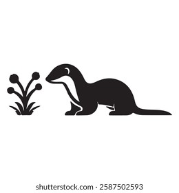 Creative black walrus icon design on white board