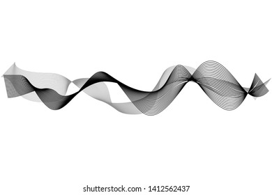 Creative Black Wave Lines Design elements. Wave of many glittering lines isolated on white background. Suitable for website.