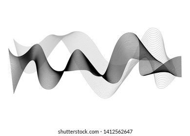 Creative Black Wave Lines Design elements. Wave of many glittering lines isolated on white background. Suitable for website.
