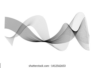 Creative Black Wave Lines Design elements. Wave of many glittering lines isolated on white background. Suitable for website.