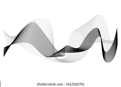 Creative Black Wave Lines Design elements. Wave of many glittering lines isolated on white background. Suitable for website.