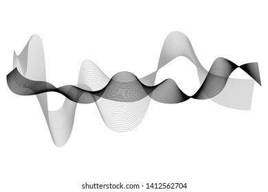Creative Black Wave Lines Design elements. Wave of many glittering lines isolated on white background. Suitable for website.