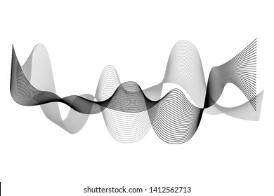 Creative Black Wave Lines Design elements. Wave of many glittering lines isolated on white background. Suitable for website.