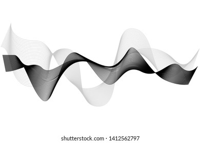 Creative Black Wave Lines Design elements. Wave of many glittering lines isolated on white background. Suitable for website.