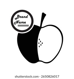 Creative black and white apple logo design with a brand name placeholder