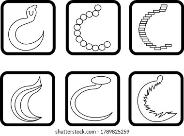 Ilustración/vector de diseño de logotipo C en blanco y negro creativo. eps10