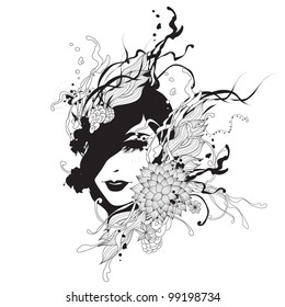 Creative black and white fashion vector illustration