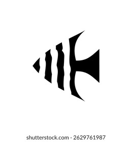 Creative black and white fish design shows unique shape and pattern perfect for various artistic applications and marine-themed projects