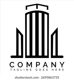 Creativo Un logotipo gráfico en blanco y negro con un diseño de construcción abstracto