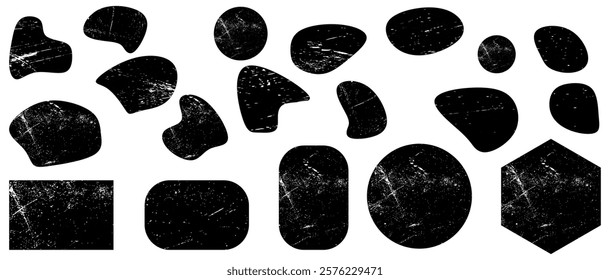 Creative black and white grunge backgrounds with rocks. Texture with cracks, ambrosia, scratches, attrition Organic shapes imprints of texture stone Vector set elements collection