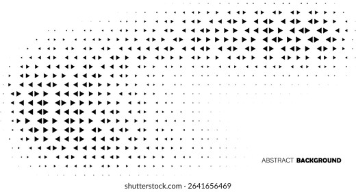 Creative black and white halftone background with dynamic triangle pattern, perfect for modern and minimalist designs.