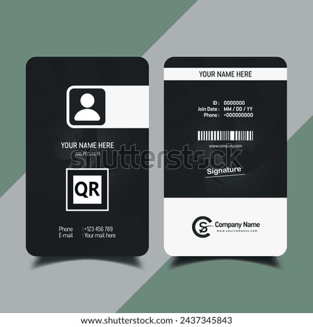 Creative Black and White Modern black ID Card Template with Orange Details	