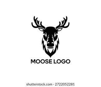 kreative schwarz-weiße Elchkopf Silhouette Logo Design Inspiration