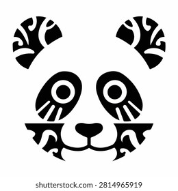 Creative black and white panda face with intricate tribal-inspired patterns, emphasizing artistic design and visual appeal.