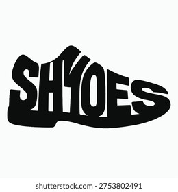Creative black and white silhouette of a shoe where the letters 