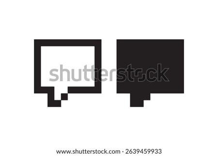 Creative black and white speech and thought bubble icons on transparent background.